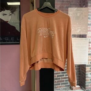 Nike Orange fleece  cropped oversized Sweatshirt